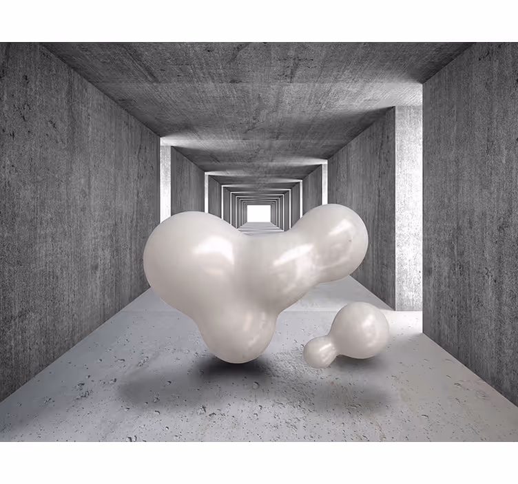 Ballonger som svever gjennom tunnel 3d fototapet - Tenstickers