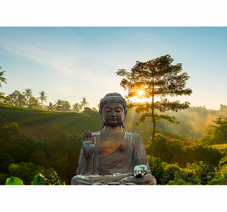 Buddha mediterer i naturen buddha fototapet - Tenstickers