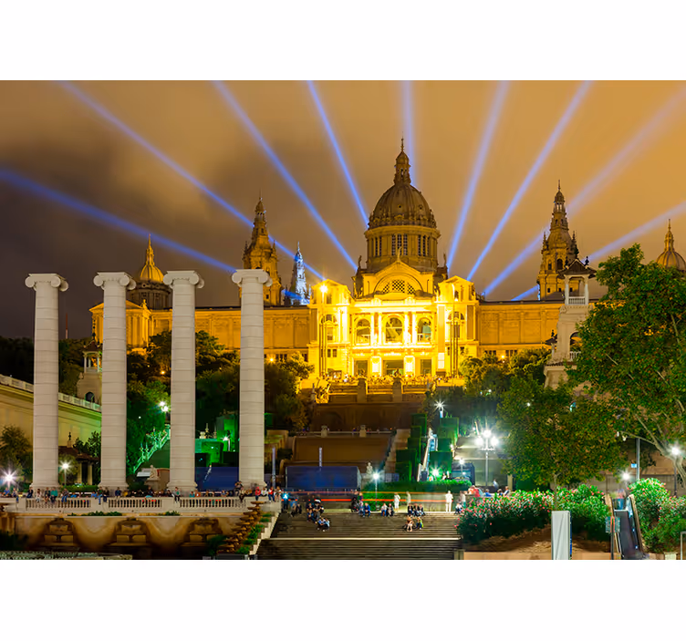 Palace montjuic om natten fototapet - Tenstickers