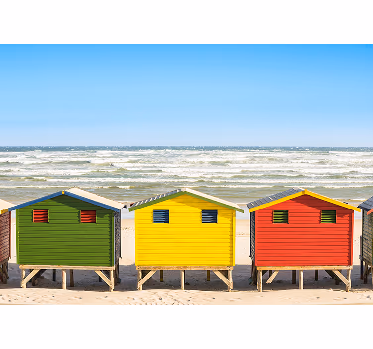 Strandhytter sjøfototapet - Tenstickers