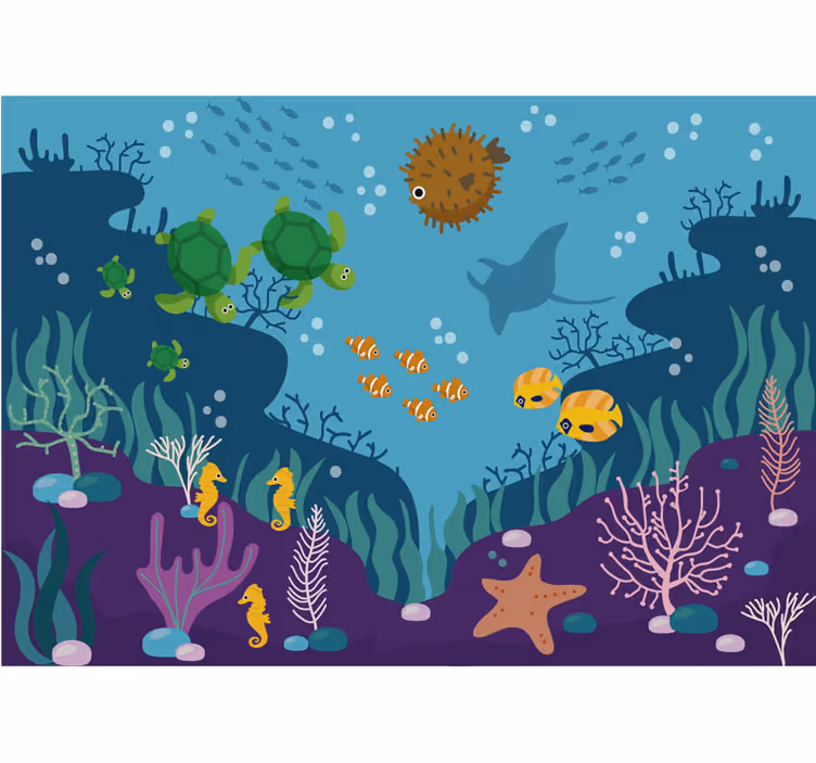 Undervanns tegneseriescene Fototapet baby - Tenstickers