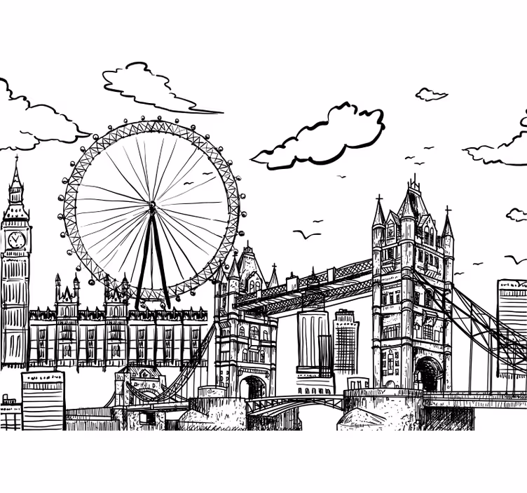 Tegning av london fototapet - Tenstickers