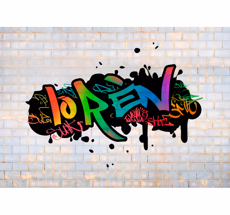 Personlig farge navn graffiti kunst fototapet - Tenstickers