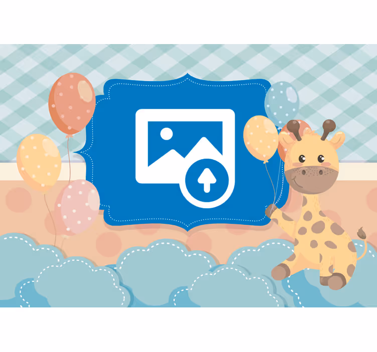 Nyfødt baby med giraff barnehagefototapet - Tenstickers