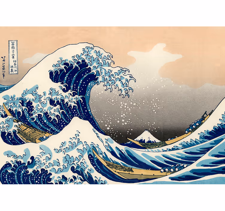 Hokusai wave klassisk kunst fototapet - Tenstickers
