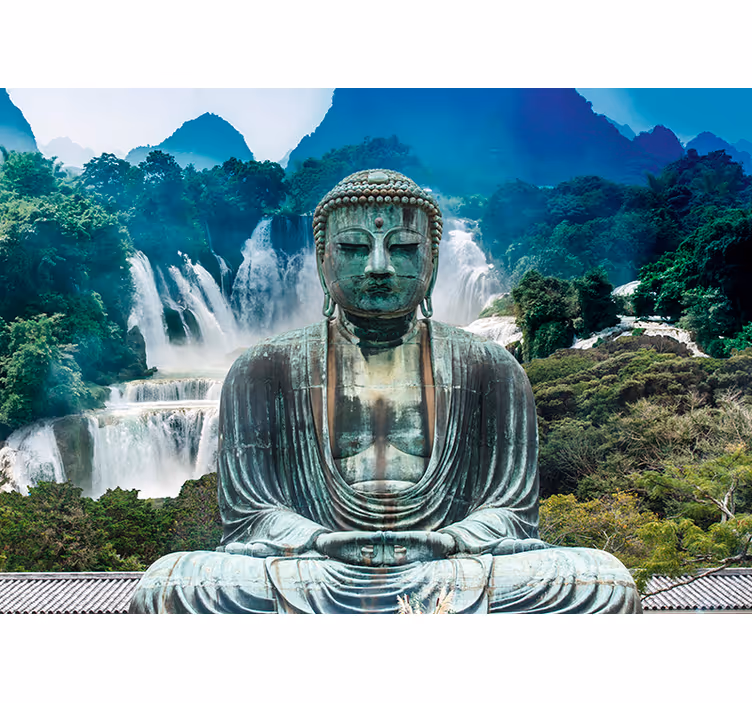 Kaskader av rolig buddha fototapet - Tenstickers