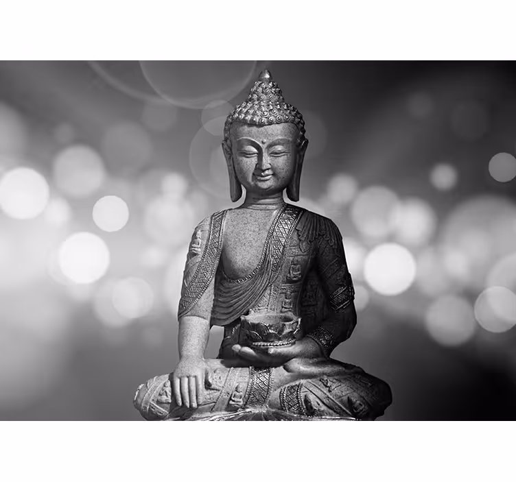 Sølv buddha zen fototapet - Tenstickers