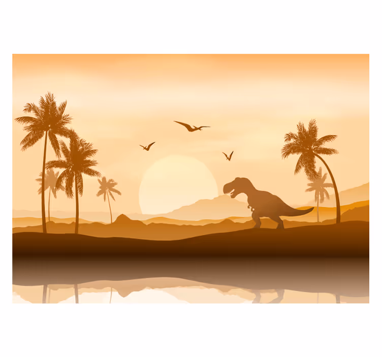 T-rex i solnedgang fototapet - Tenstickers