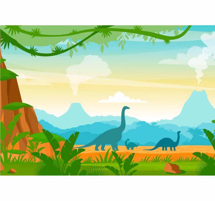 Dinosaur silhuetter teenage fototapeter - Tenstickers