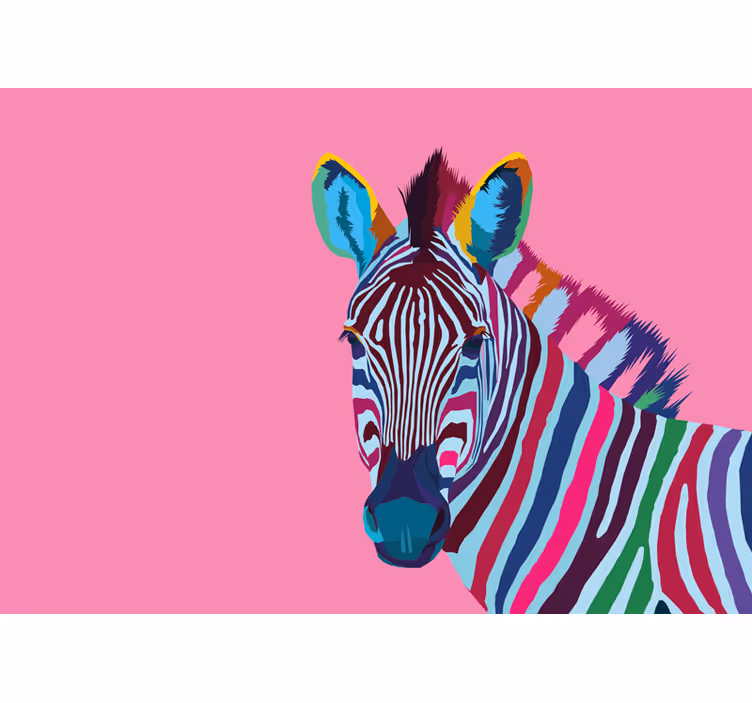 Sebra pop art dyr veggmaleri - Tenstickers
