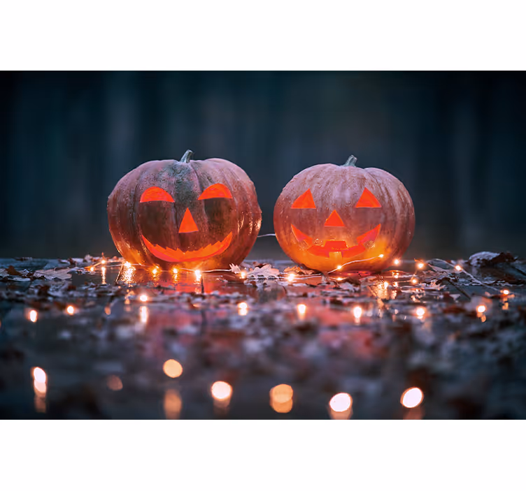 Gravert gresskarutstråling Halloween fototapet - Tenstickers
