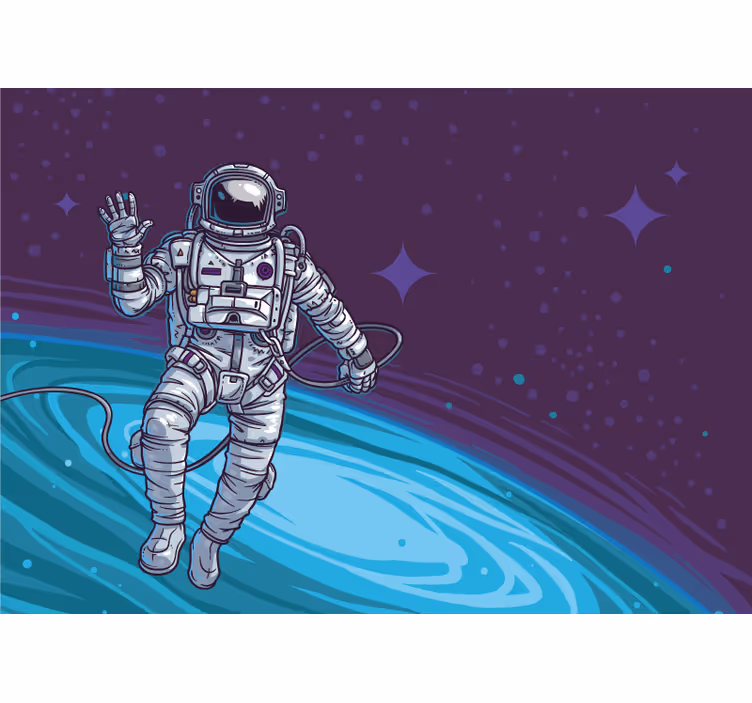 Illustrasjon kosmonaut stue fototapet - Tenstickers