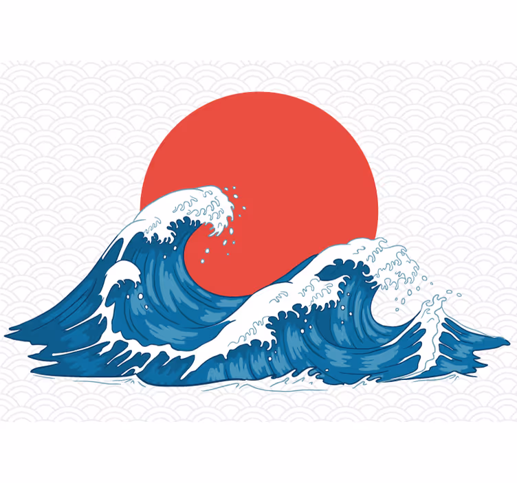 Japansk bølge vintage sjøvann fototapet - Tenstickers