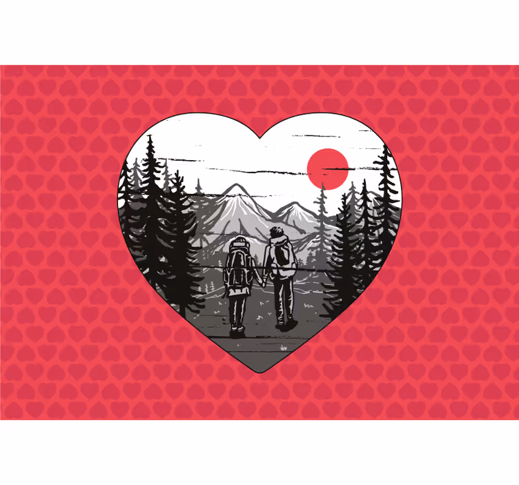 Fototapet kjærlighet fjellhjerte eventyr - Tenstickers