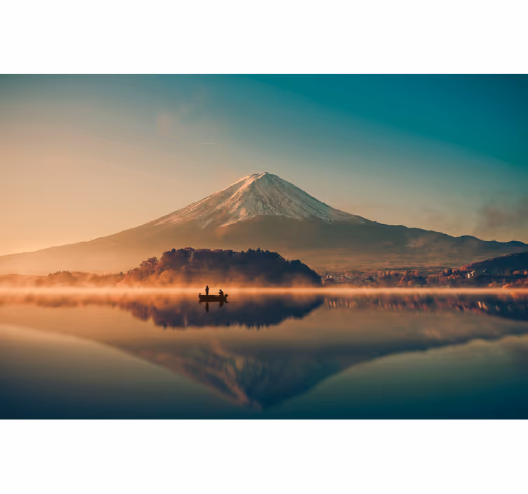 Refleksjon av fuji-fjellet fototapet landskap - Tenstickers