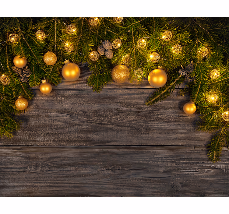 Gyllen ferieeleganse jul fototapet - Tenstickers
