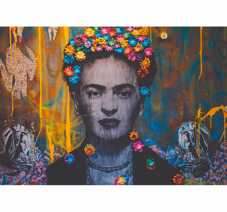 Fototapet kunst frida blomsterportrett - Tenstickers
