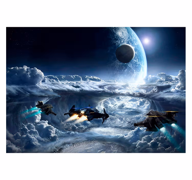 Interstellar flyscene fototapet verdensrommet - Tenstickers