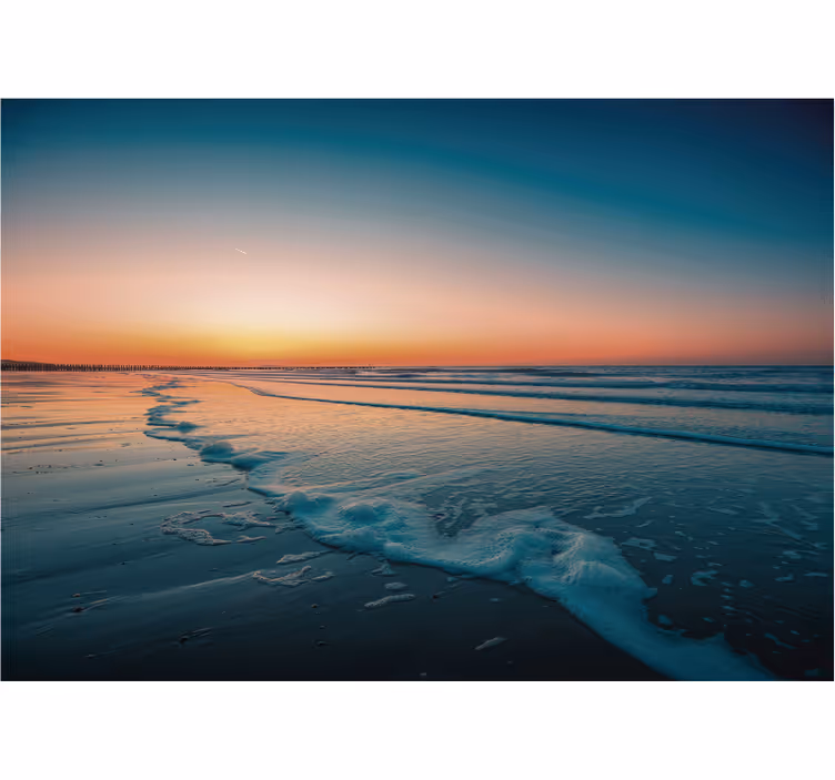Solnedgang havbølger fototapet natur - Tenstickers