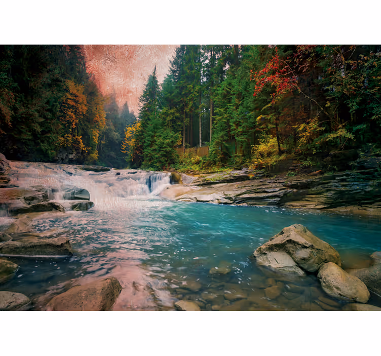 Rennende fjellbekk fototapet natur - Tenstickers