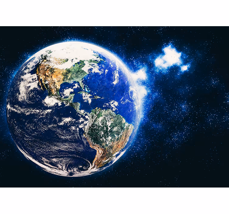 Planetjord med verdensdeler fototapet - Tenstickers