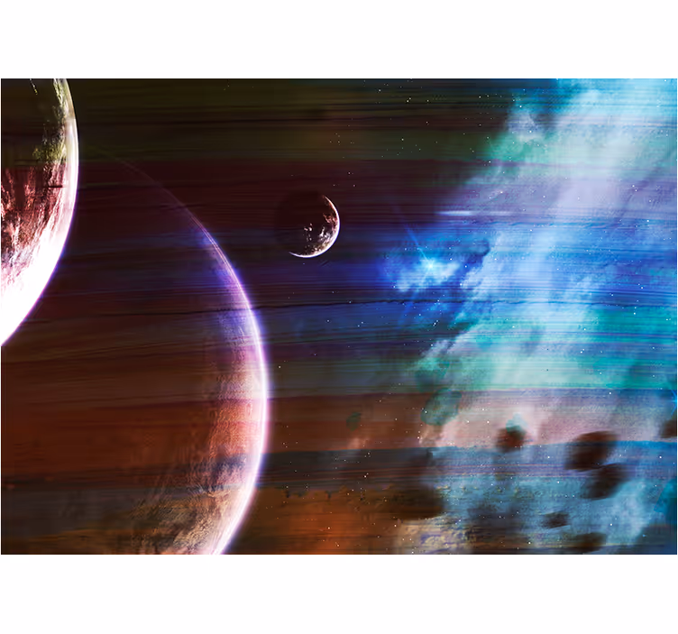 Kosmisk planetarisk scene fototapet verdensrommet - Tenstickers
