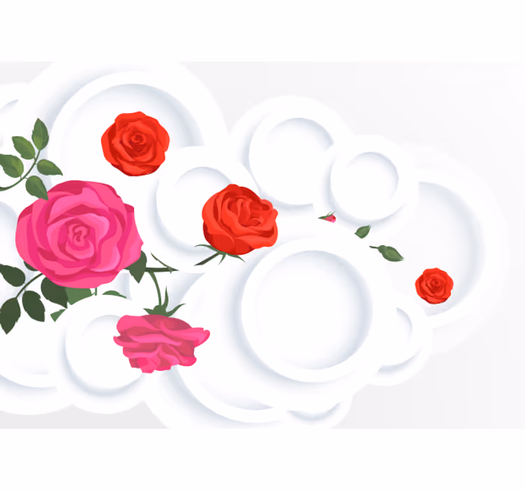 Roseblomsteroppsats fototapet blomster - Tenstickers