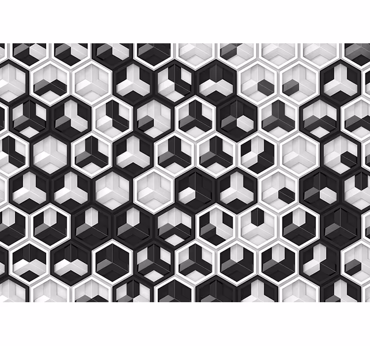 3d svart og hvit geometri 3d fototapet - Tenstickers
