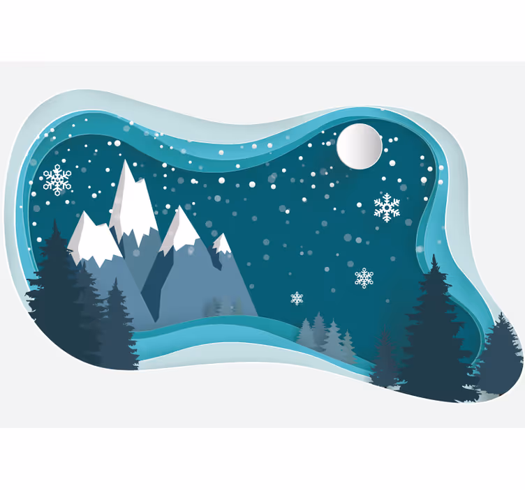 Vinterlig fjellandskap fototapet fjell - Tenstickers