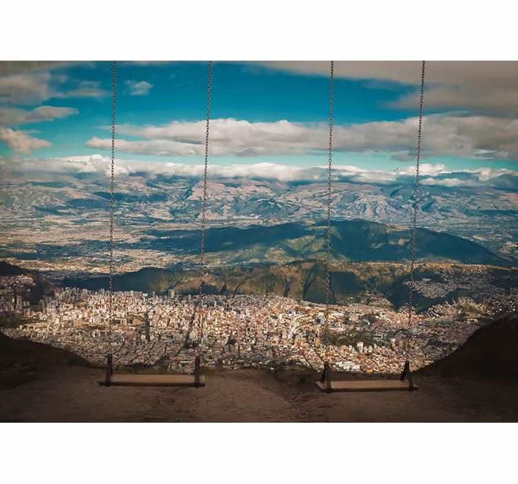 Panoramautsikt over bybildet fototapet byer - Tenstickers