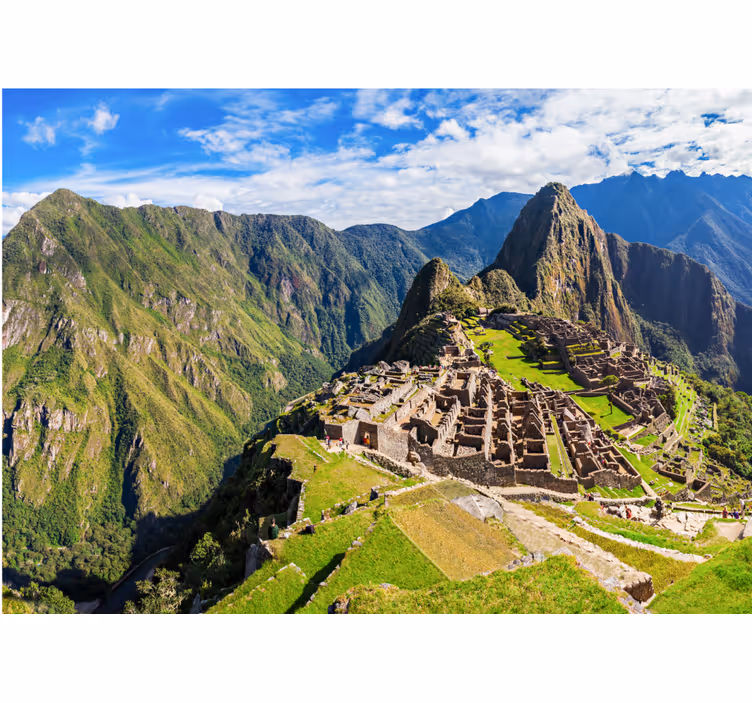 Machu picchu-utsikten fototapet byer - Tenstickers
