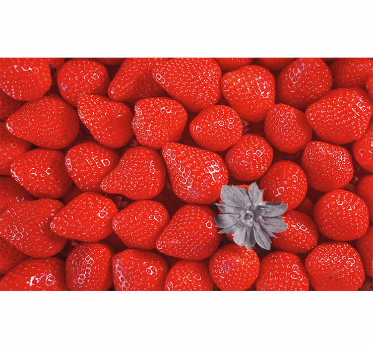 Jordbær og blomster kjøkken fototapet - Tenstickers