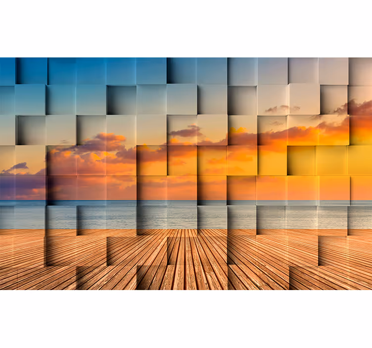 Sement firkanter strand bakgrunn 3d fototapet - Tenstickers