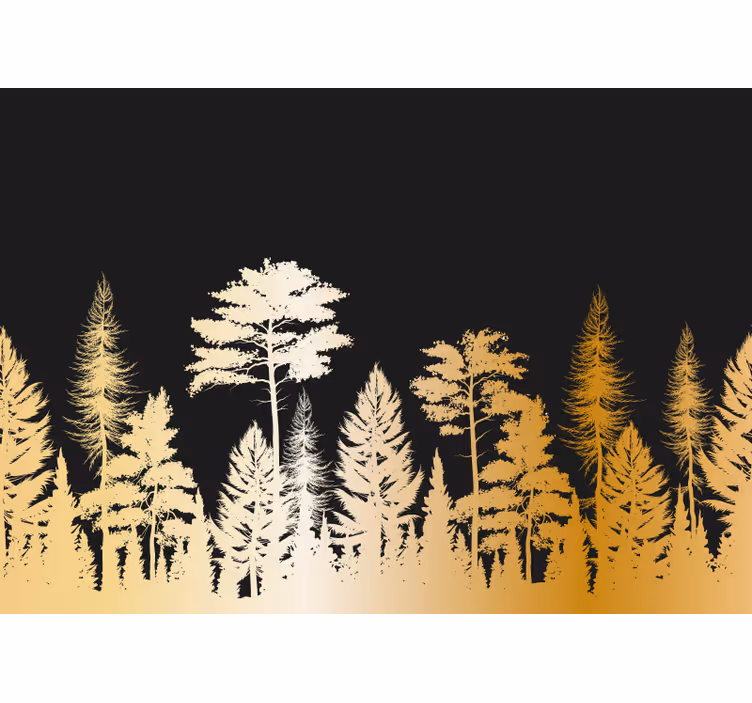 Rustikke tresilhuetter fototapet skog - Tenstickers