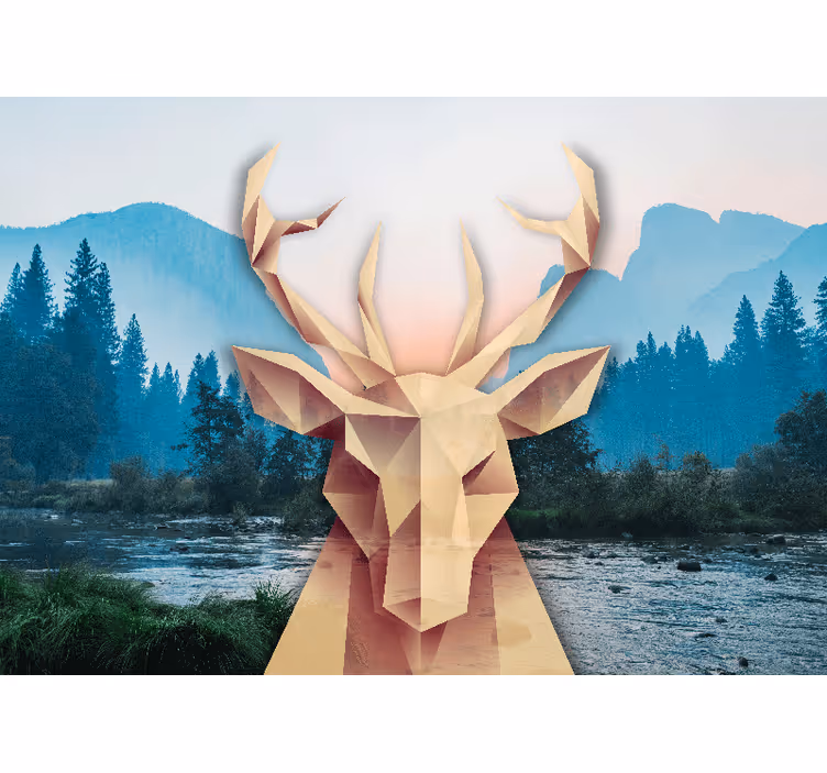 Origami hjort 3d fototapet - Tenstickers