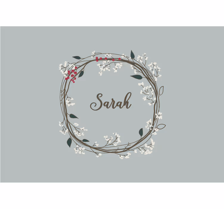 Floral navn sirkel fototapet spedbarn - Tenstickers