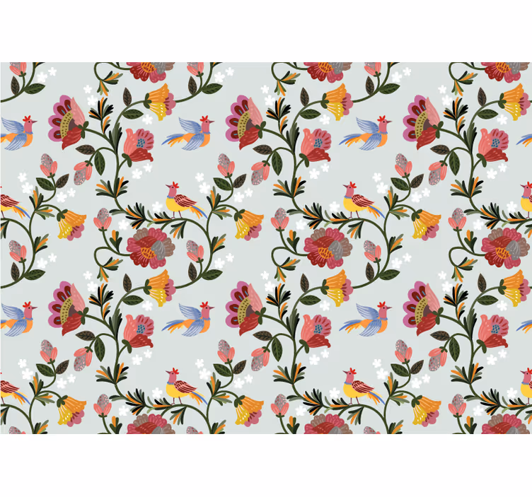 Fargerikt blomstermønster fototapet blomster - Tenstickers