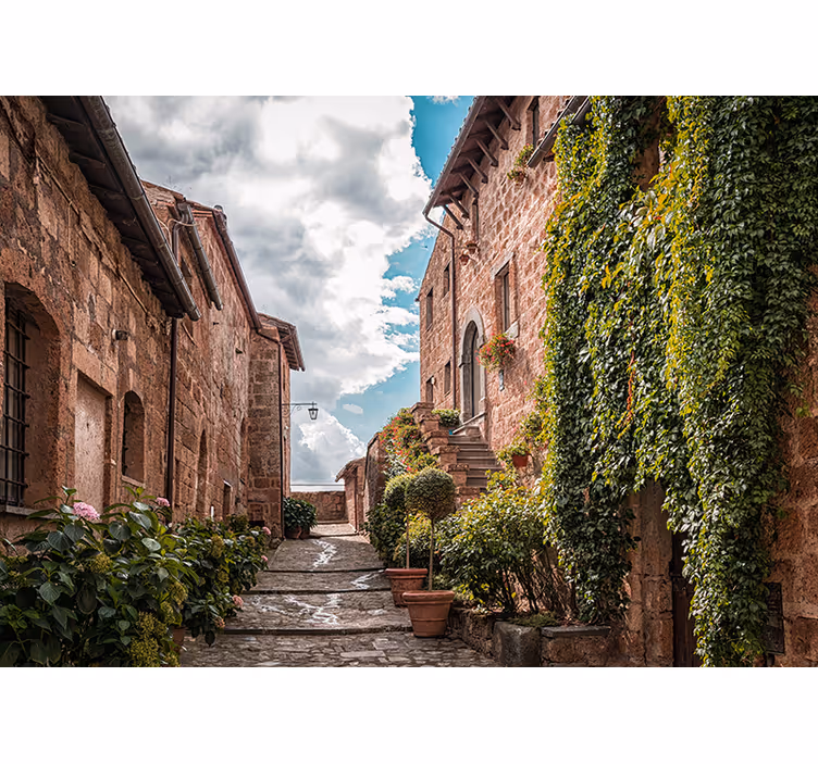 Sjarmerende italiensk gate fototapet byer - Tenstickers