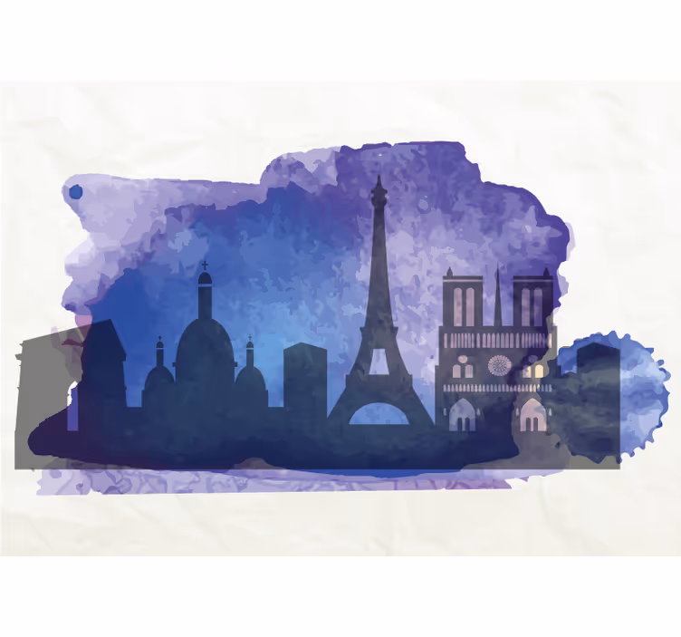 Silhuett av paris' skyline fototapet byer - Tenstickers