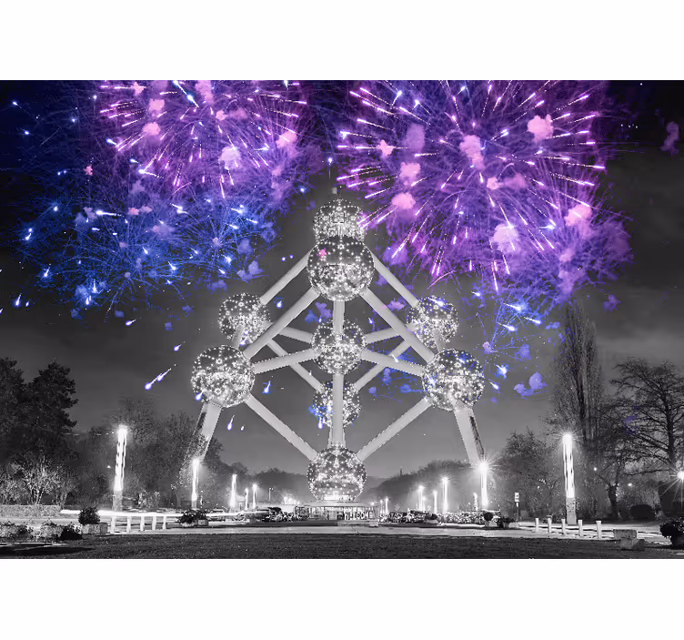 Atomium fyrverkeri fototapet byer - Tenstickers