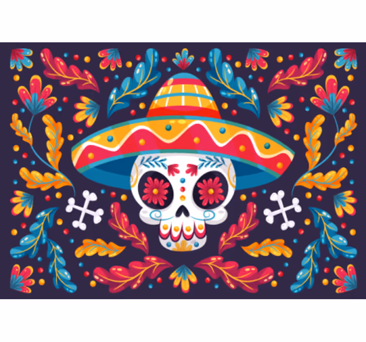 Smilling skull meksikansk fantasy fototapet - Tenstickers