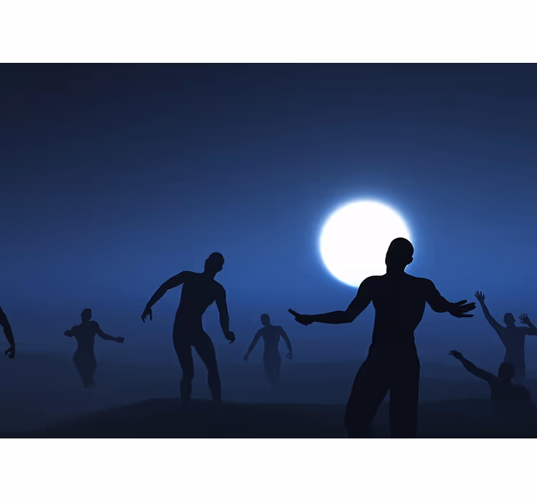 Skumle zombier i tåke soverommet fototapet tapet - Tenstickers