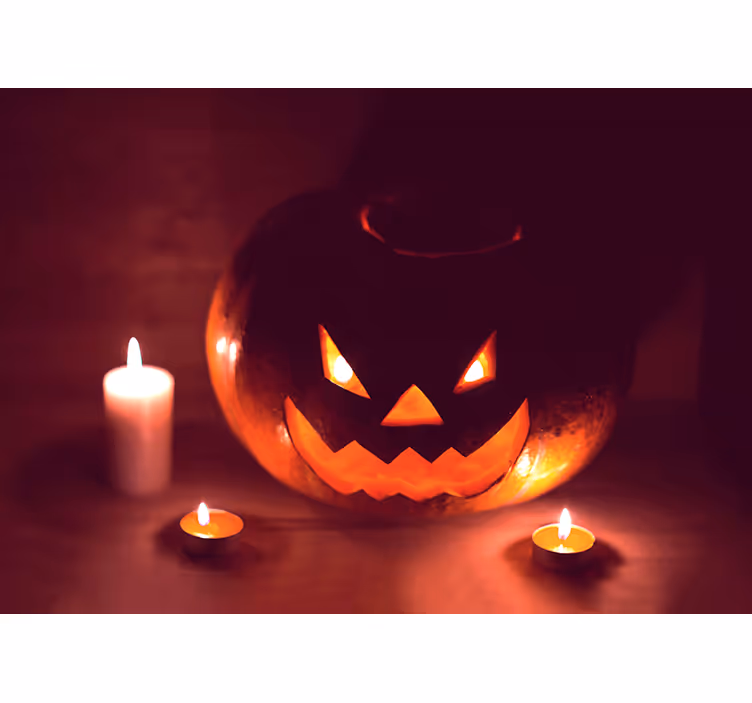 Skummel gresskarglød Halloween fototapet - Tenstickers