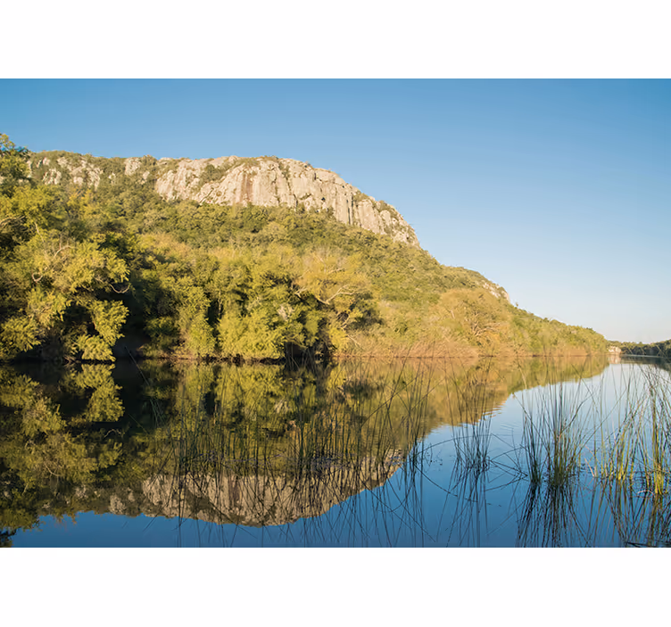 Fjellrefleksjonsscene fototapet landskap - Tenstickers