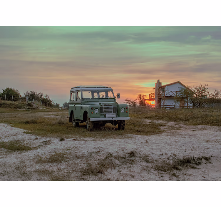 Grønn klassisk bil fototapet kjøretøy - Tenstickers