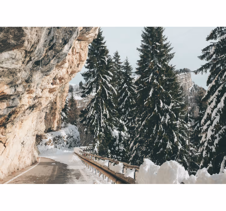 Snødekte fjellgate fototapet - Tenstickers