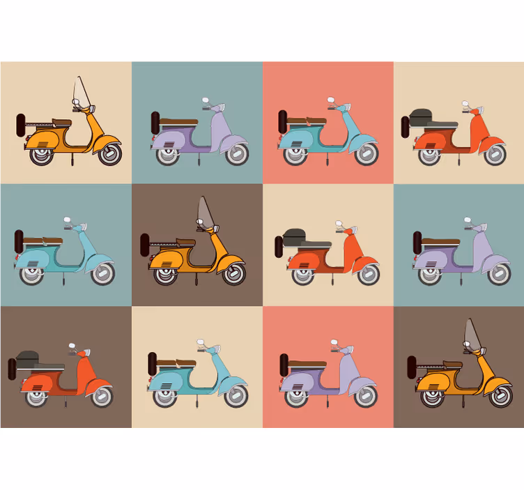 Vintage fargerik sykkel mønster fototapet - Tenstickers