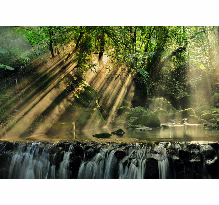 Fototapet natur rolig fossefall miljø - Tenstickers