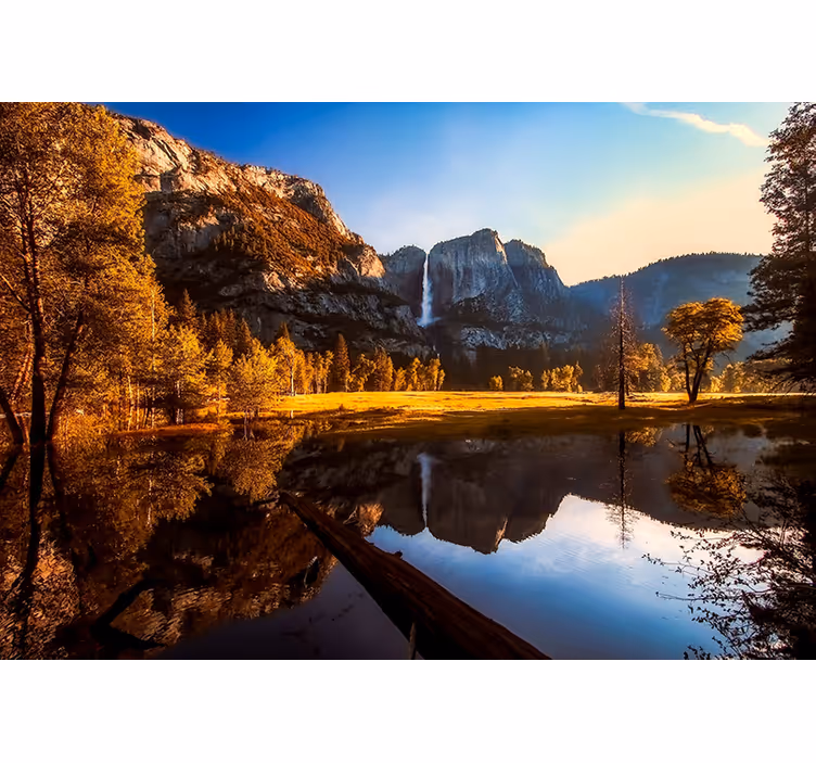Fredelig fjellrefleksjon fototapet landskap - Tenstickers