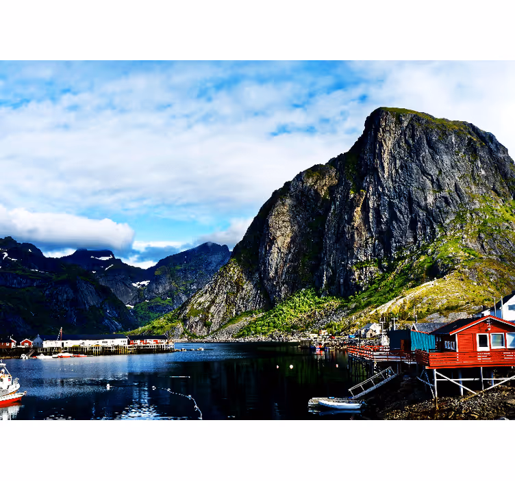 Fototapet landskap fjellkystscene - Tenstickers